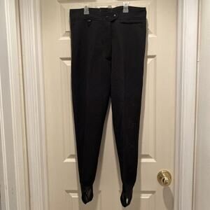 Sportina Black Wool Blend Stirrup Ski Pants Womens 16 R REG High Rise Stretch